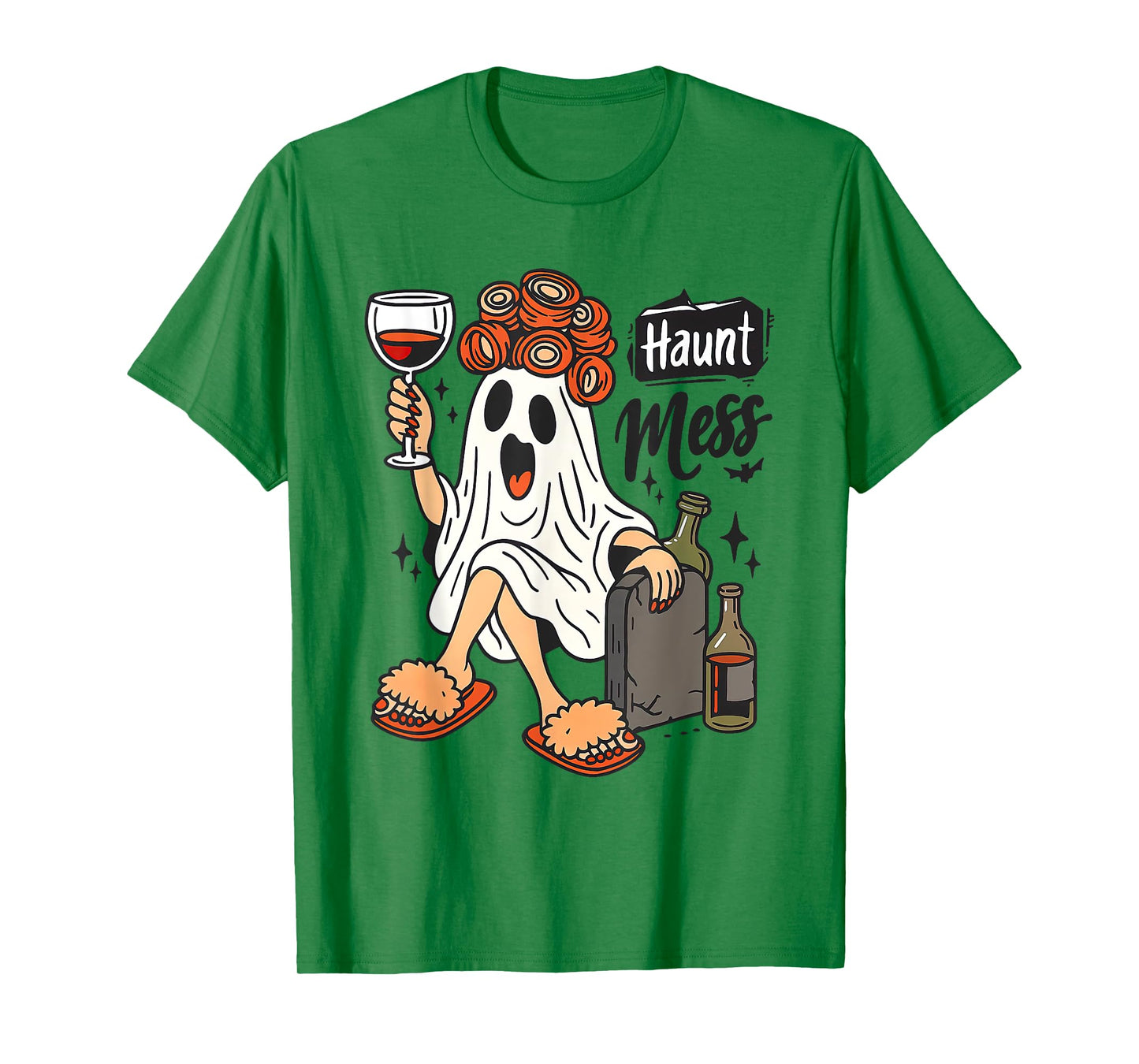 Halloween Haunt Mess, Wine Ghost Boos Drinking,Spooky Season T-Shirt