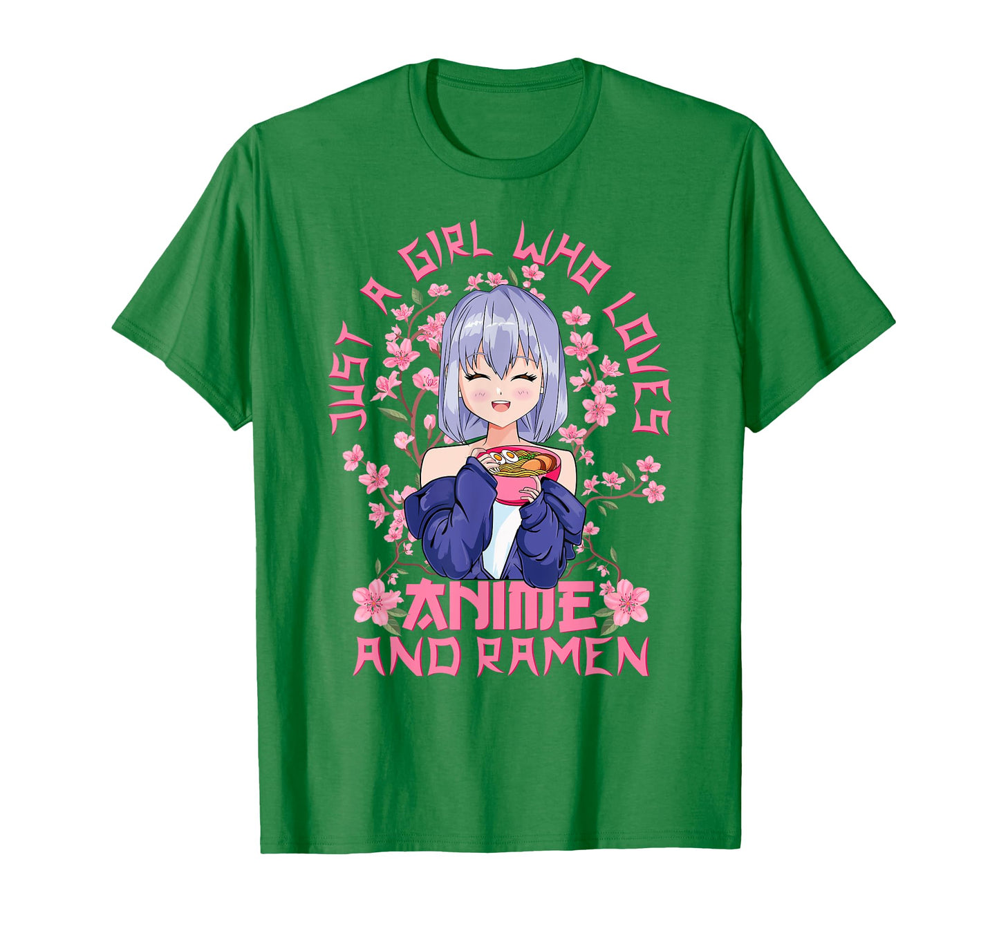 Anime and Ramen - Kitschy Sakura Japanese Cherry Blossoms T-Shirt
