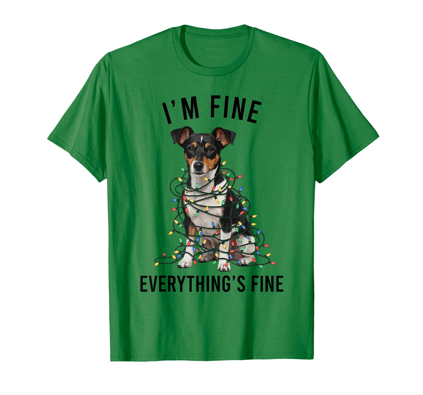 Rat Terrier Christmas I'm Fine Everything is Fine T-Shirt