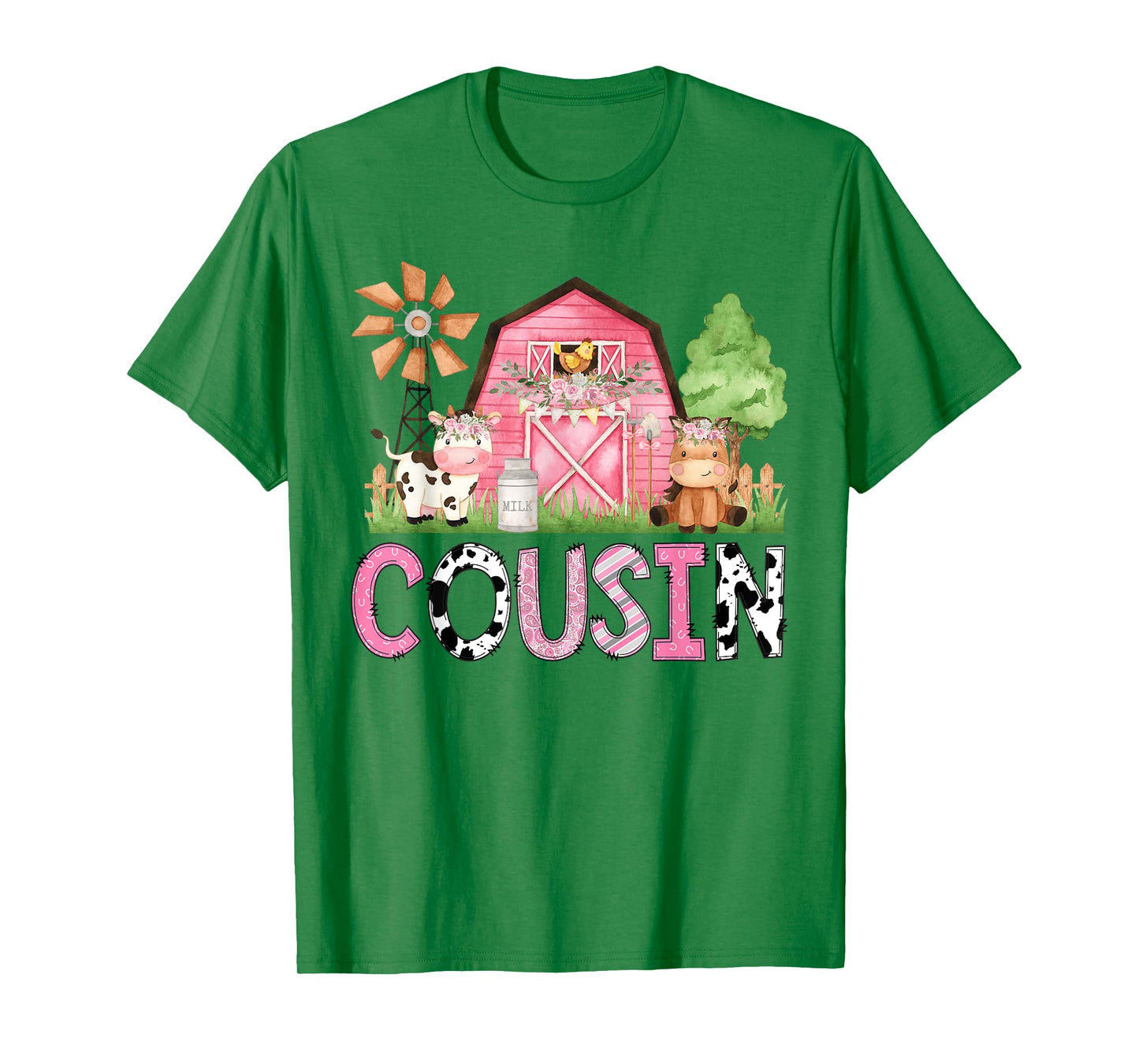 Cousin Pink Farm Animal Birthday Kids Matching Family T-Shirt