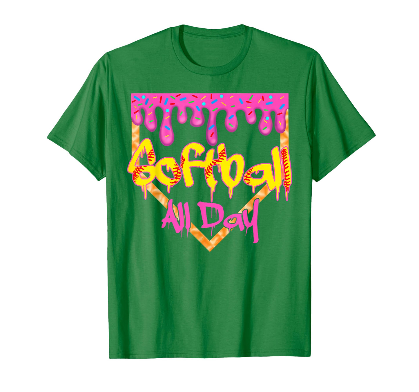 Softball All Day Drip Home Plate Ice Cream T-Shirt