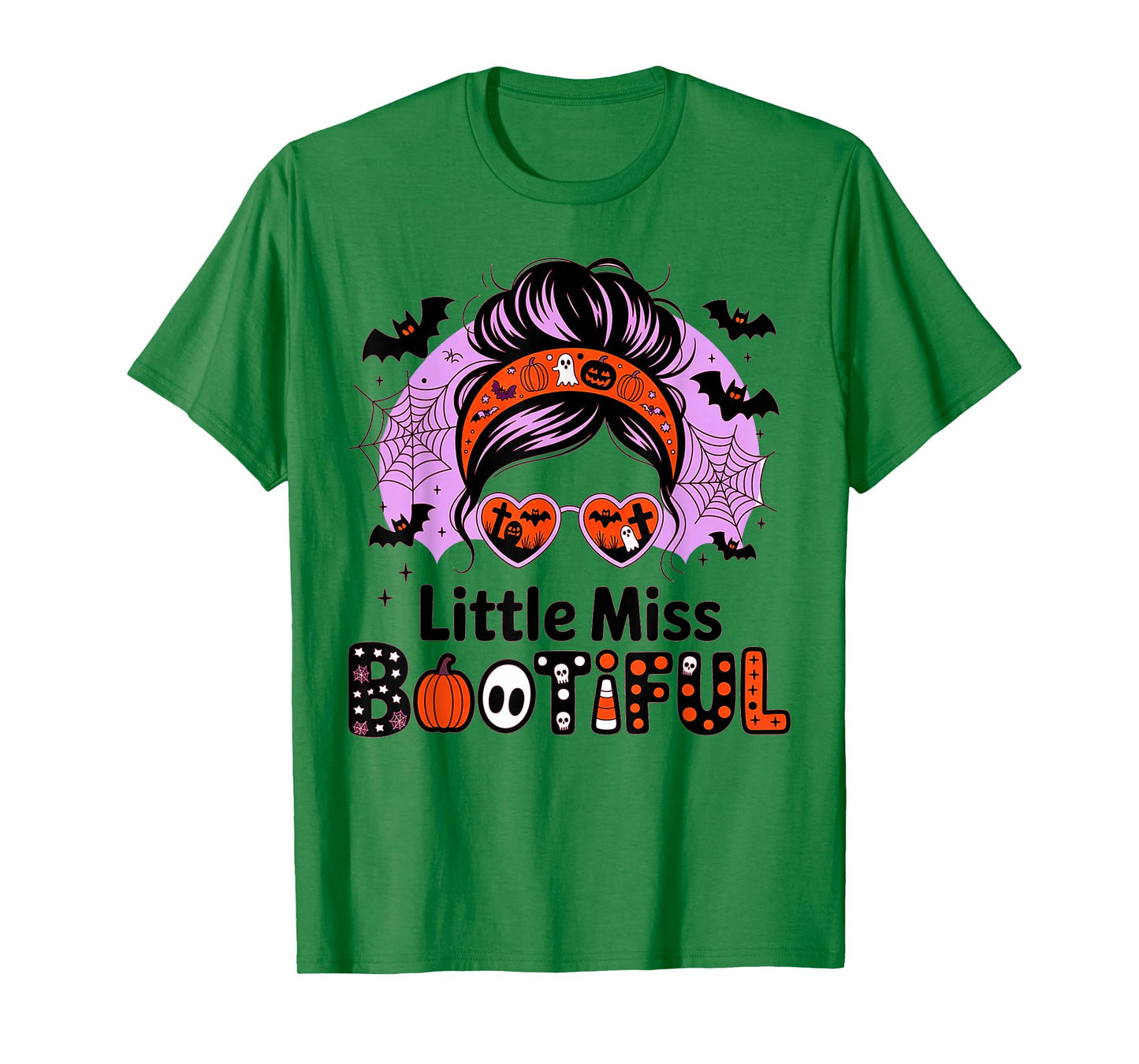 Little Miss Bootiful Messy Bun Halloween Costumes Girl Kid T-Shirt