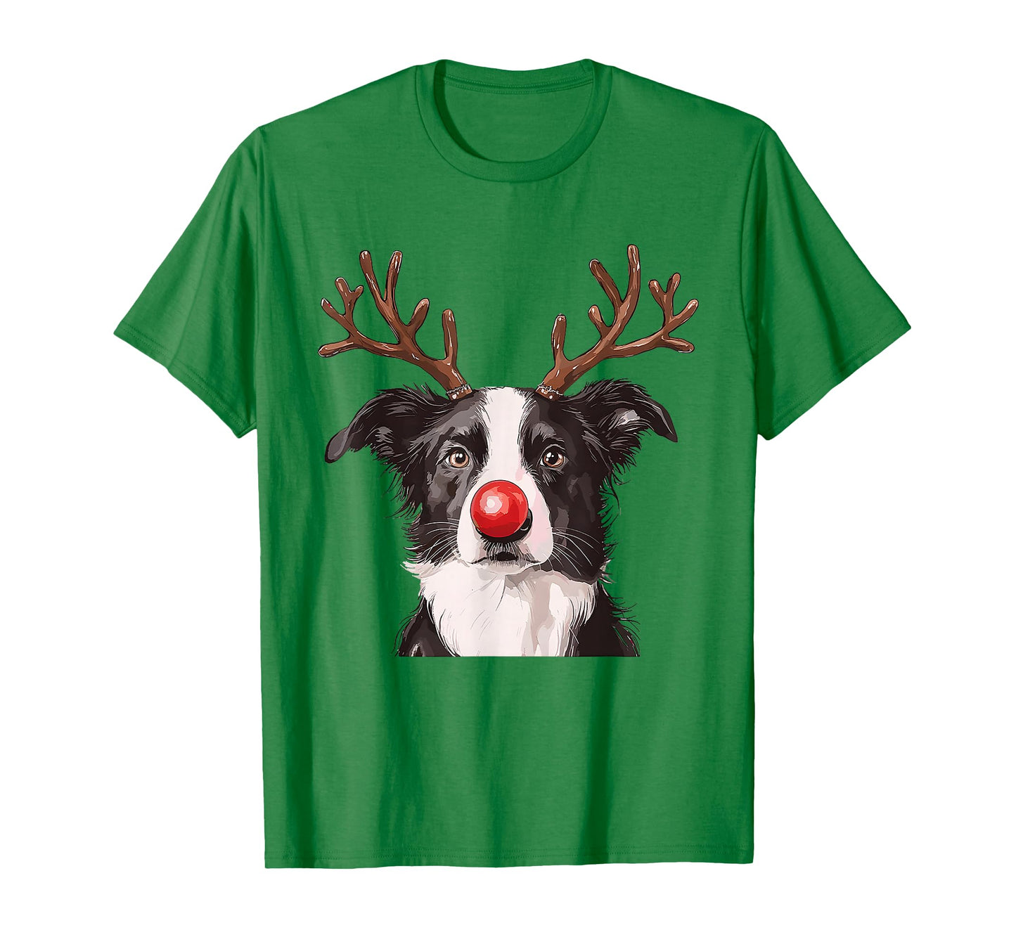 Cute Merry Christmas Border Collie Dog Reindeer Christmas T-Shirt