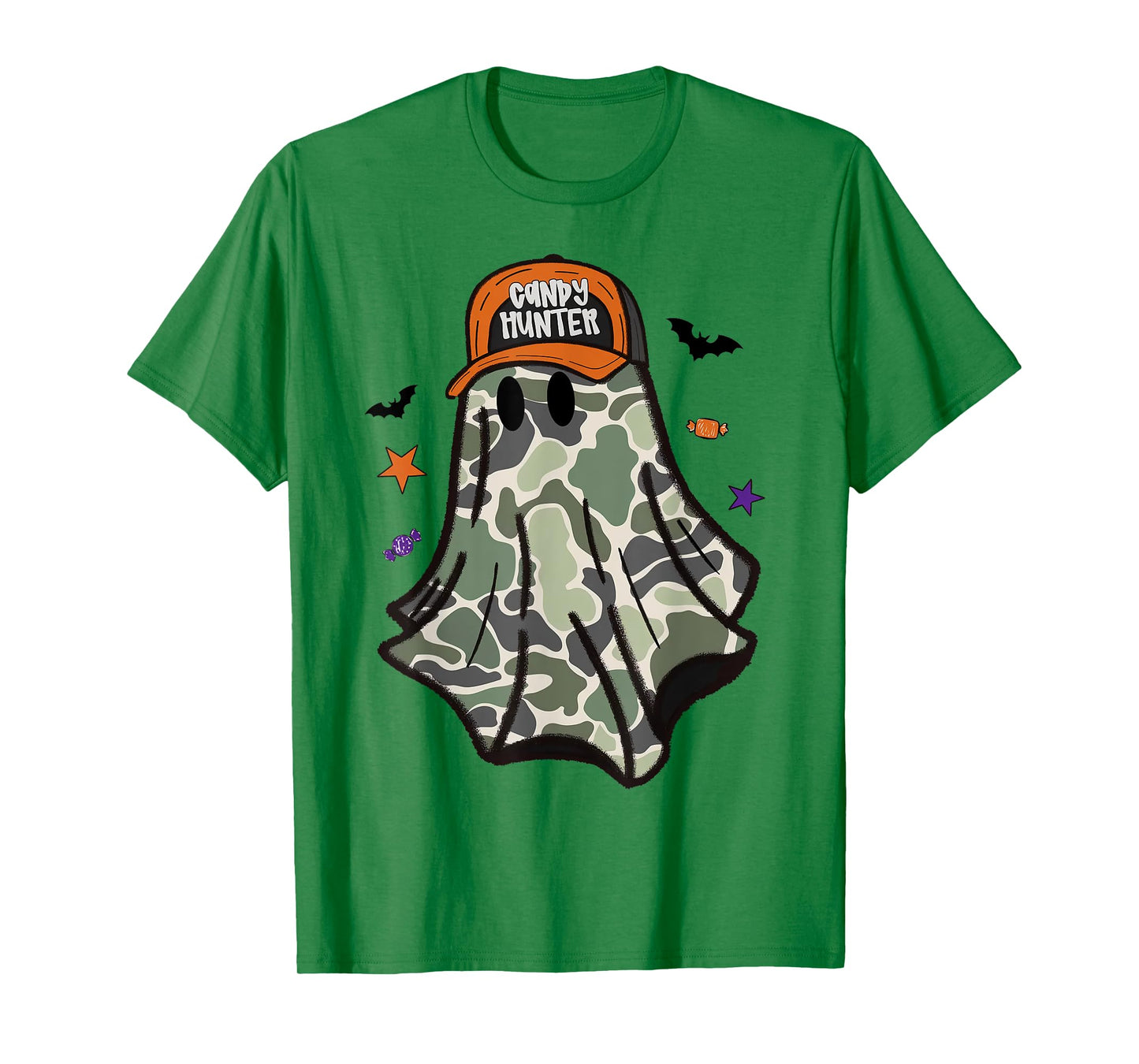 Candy Hunter Camo Ghost Funny Hunting Halloween Cozy Season T-Shirt
