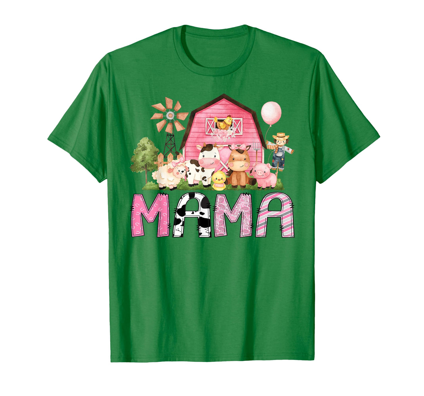 Mama Pink Farm Cow Lover Birthday Girl Matching T-Shirt
