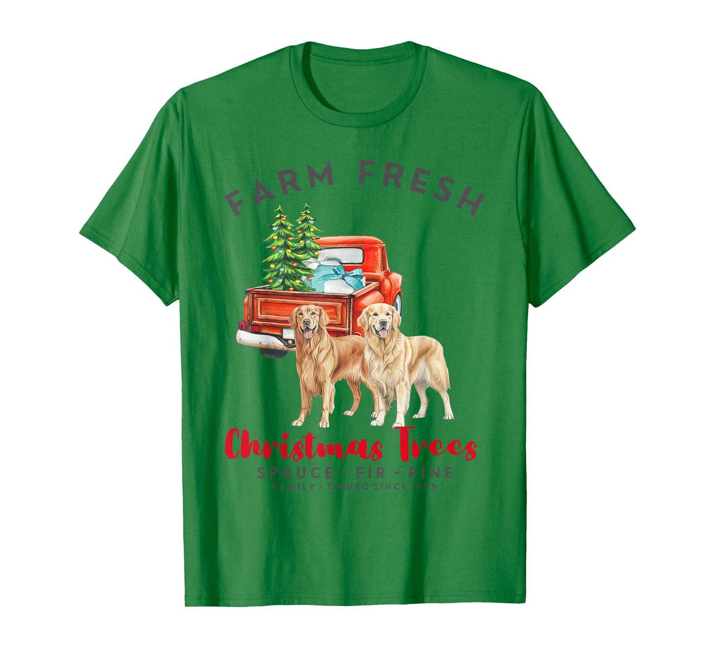 Golden Retriever Christmas Farm Fresh Christmas Trees T-Shirt