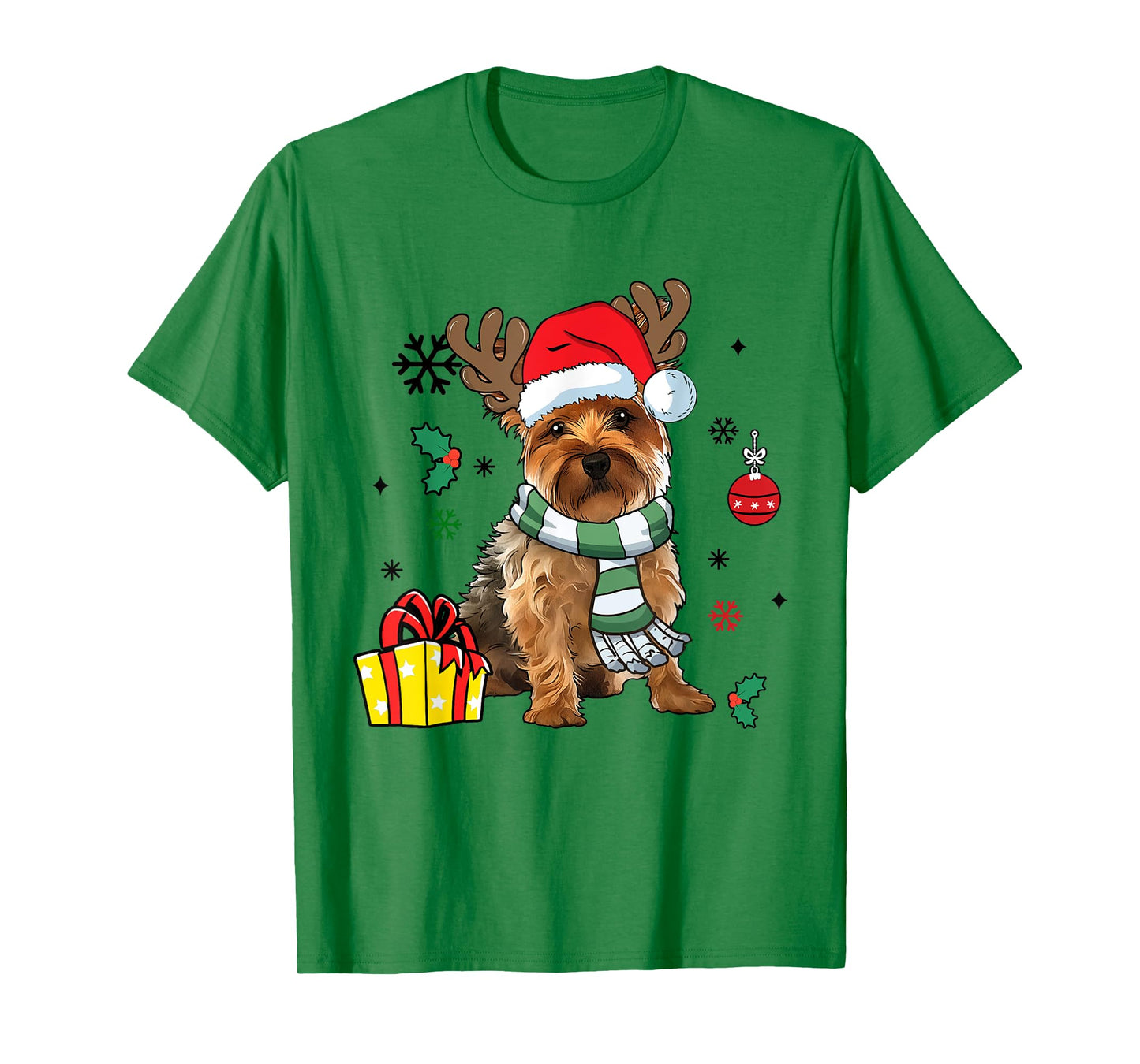 Yorkshire Terrier Yorkie Dog Reindeer Santa Merry Christmas T-Shirt