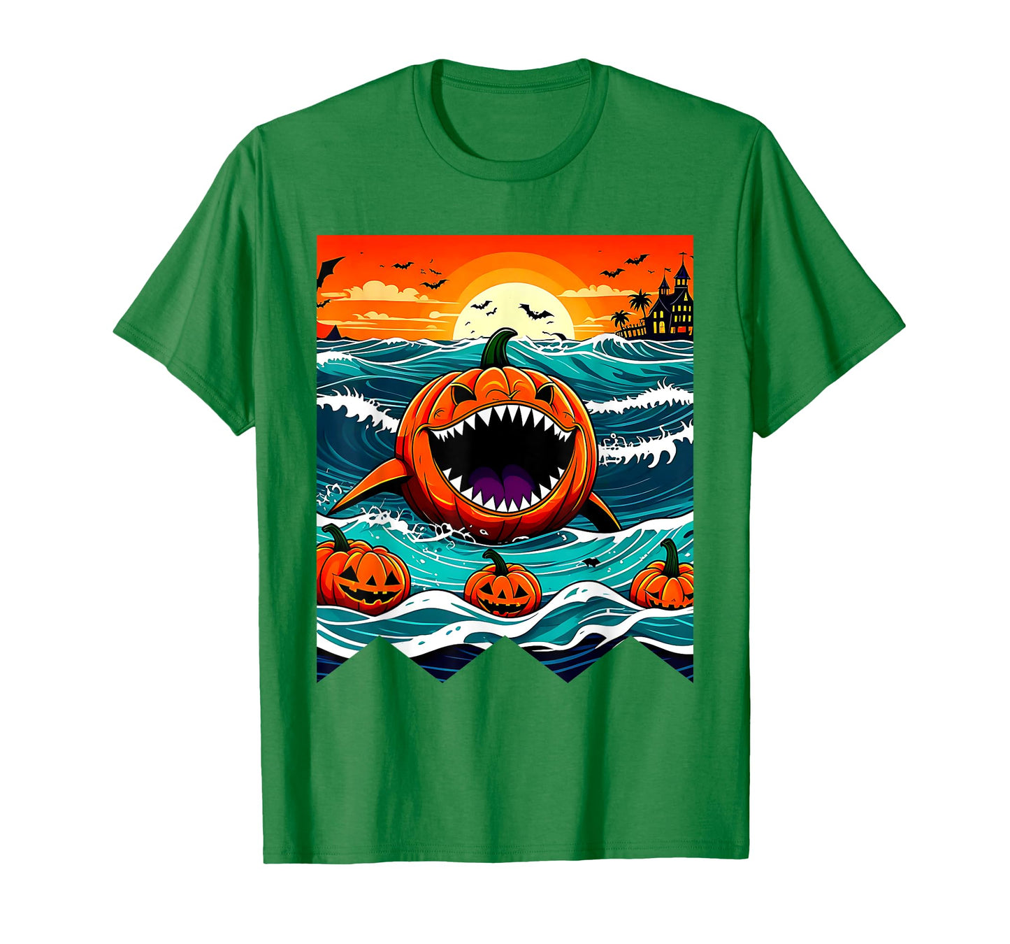 Halloween Pumpkin Shark Funny Summerween Spooky Summer Kids T-Shirt