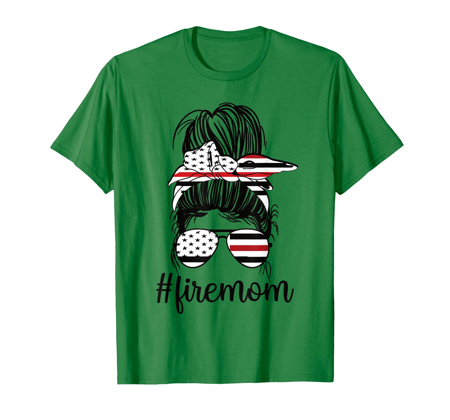 Firefighter Mom Messy Bun Fire Mom Mother Thin Red Line T-Shirt