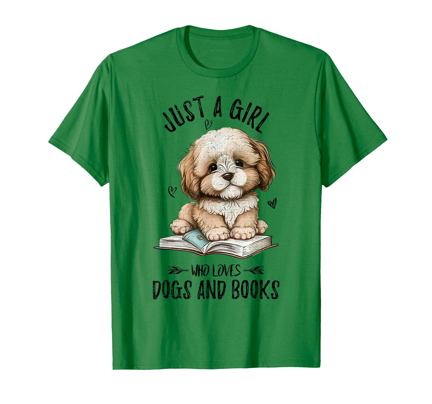 Just A Girl Who Loves Dogs and Books, Puppy Pet Art Lover T-Shirt