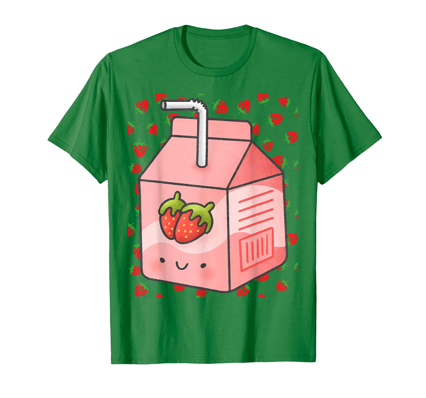 Mens Womens Japanese Pink Strawberry Milk Kawaii 90s Retro T-Shirt