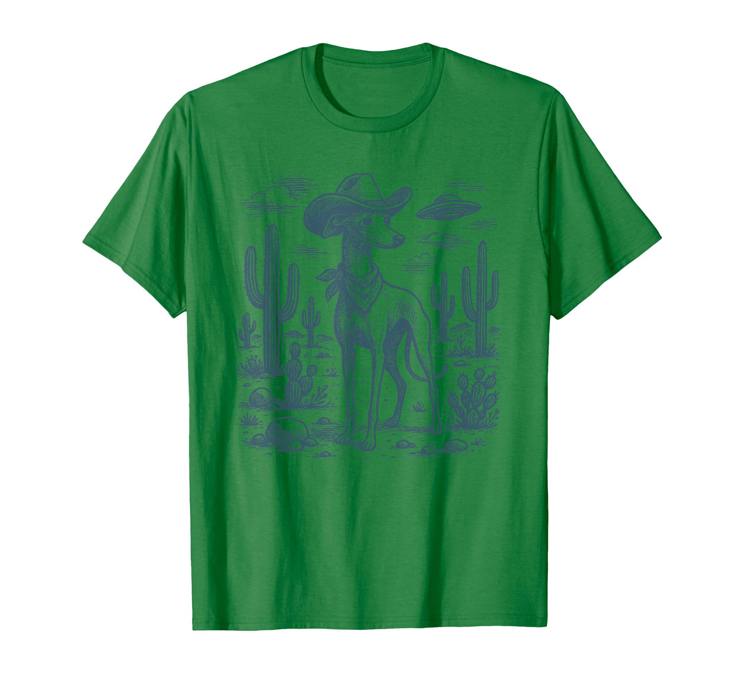 Vintage Italian Greyhound Cowboy UFO Whippet Iggy Sighthound T-Shirt