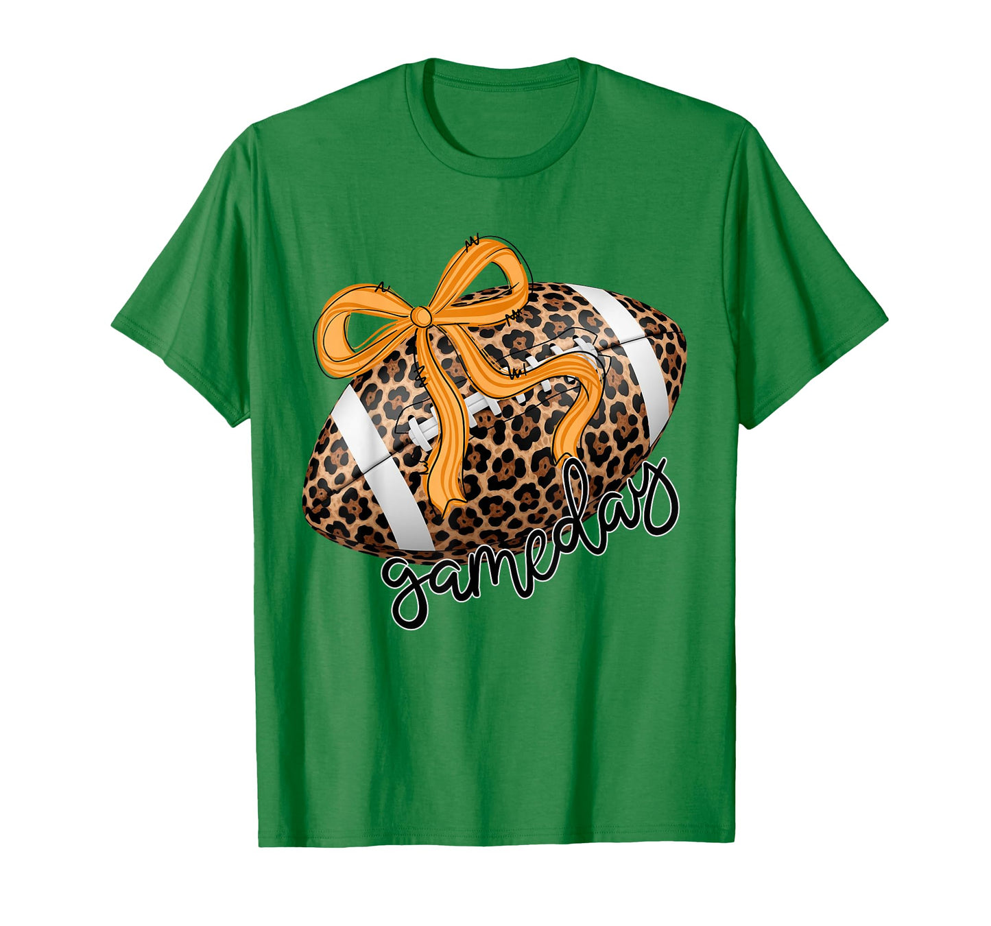 Fall Game Day Leopard Football Coquette Bow Touchdown Season T-Shirt