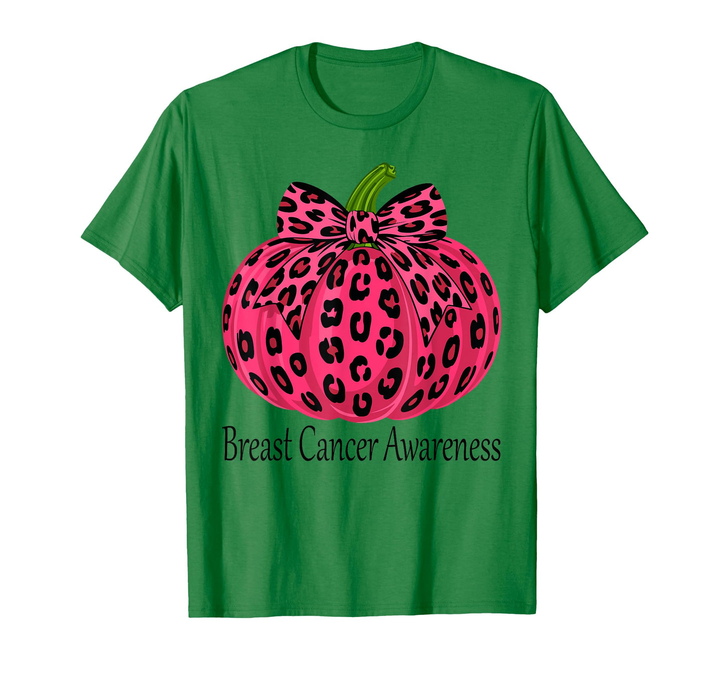 Leopard Bow Pumpkin Breast Cancer Awareness Fall Women T-Shirt