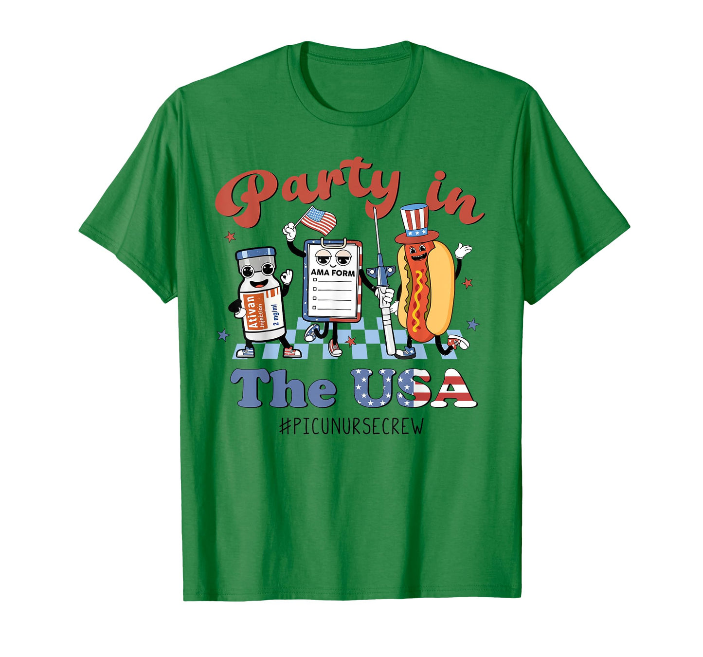 Funny 4th Of July Shirt Party in the USA PICU Nurse Crew Women Men T-Shirt