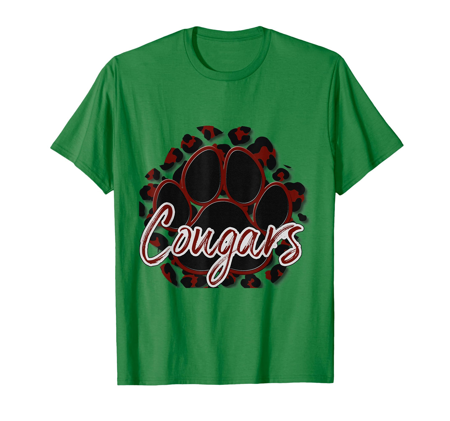 Cougar Maroon Black Cheetah School Sports Fan Team Spirit T-Shirt