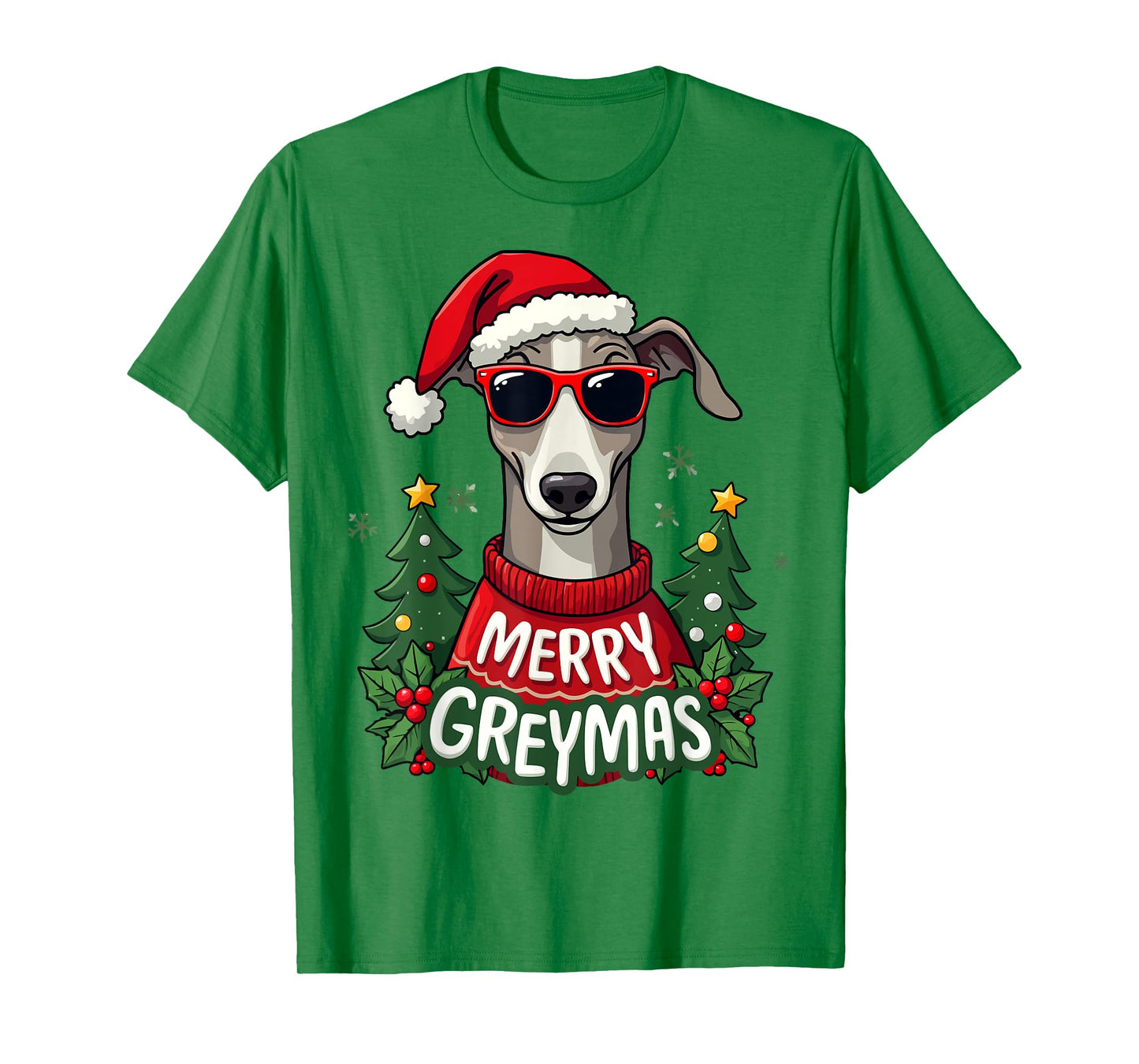 Merry Greymas Cute Greyhound Dog Christmas Holiday T-Shirt