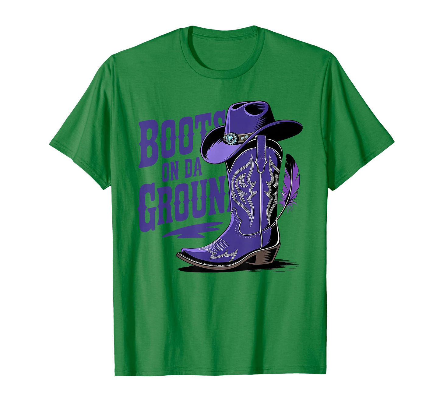 Boots On The Ground Boot Cowboy Purple Western Country Music T-Shirt