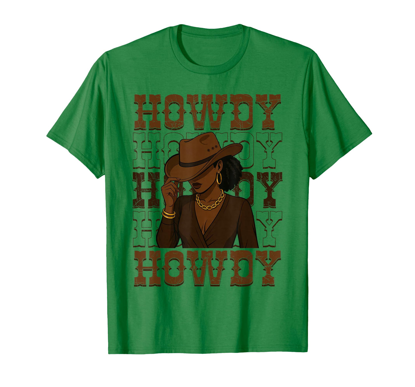 Howdy Retro Western Black Cowgirl Melanin Afro Women T-Shirt