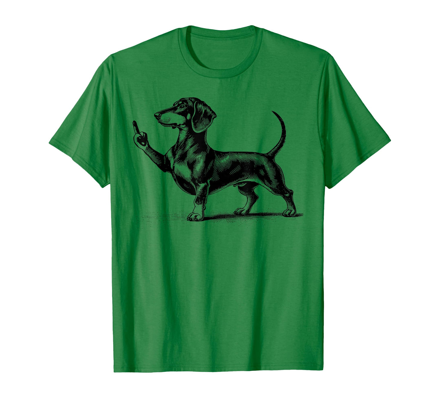 Black Dachshund with Middle Finger T-Shirt