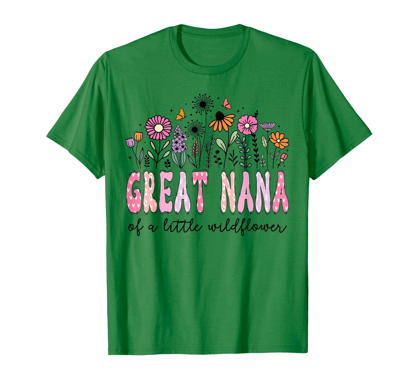Great Nana Of The Little Wildflower Floral Birthday Girl T-Shirt