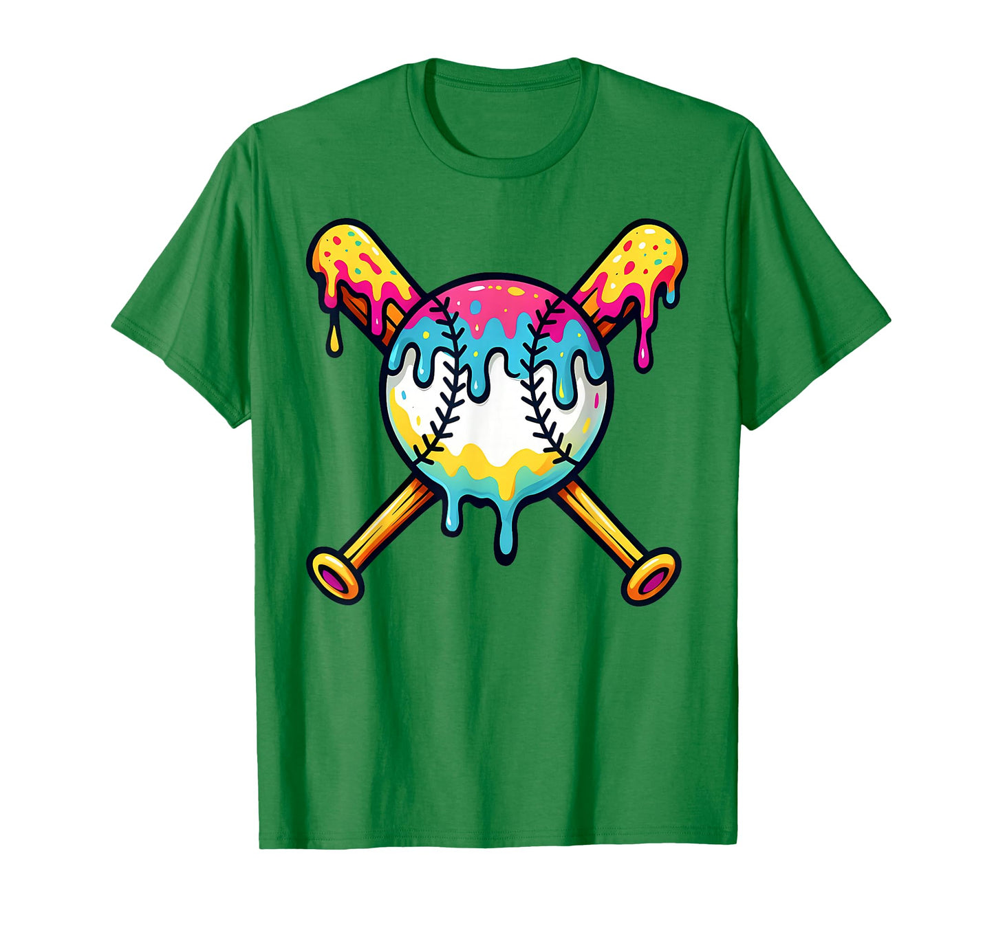 Baseball Drip for Boys Ice Cream Drip Youth Boys Baseball T-Shirt