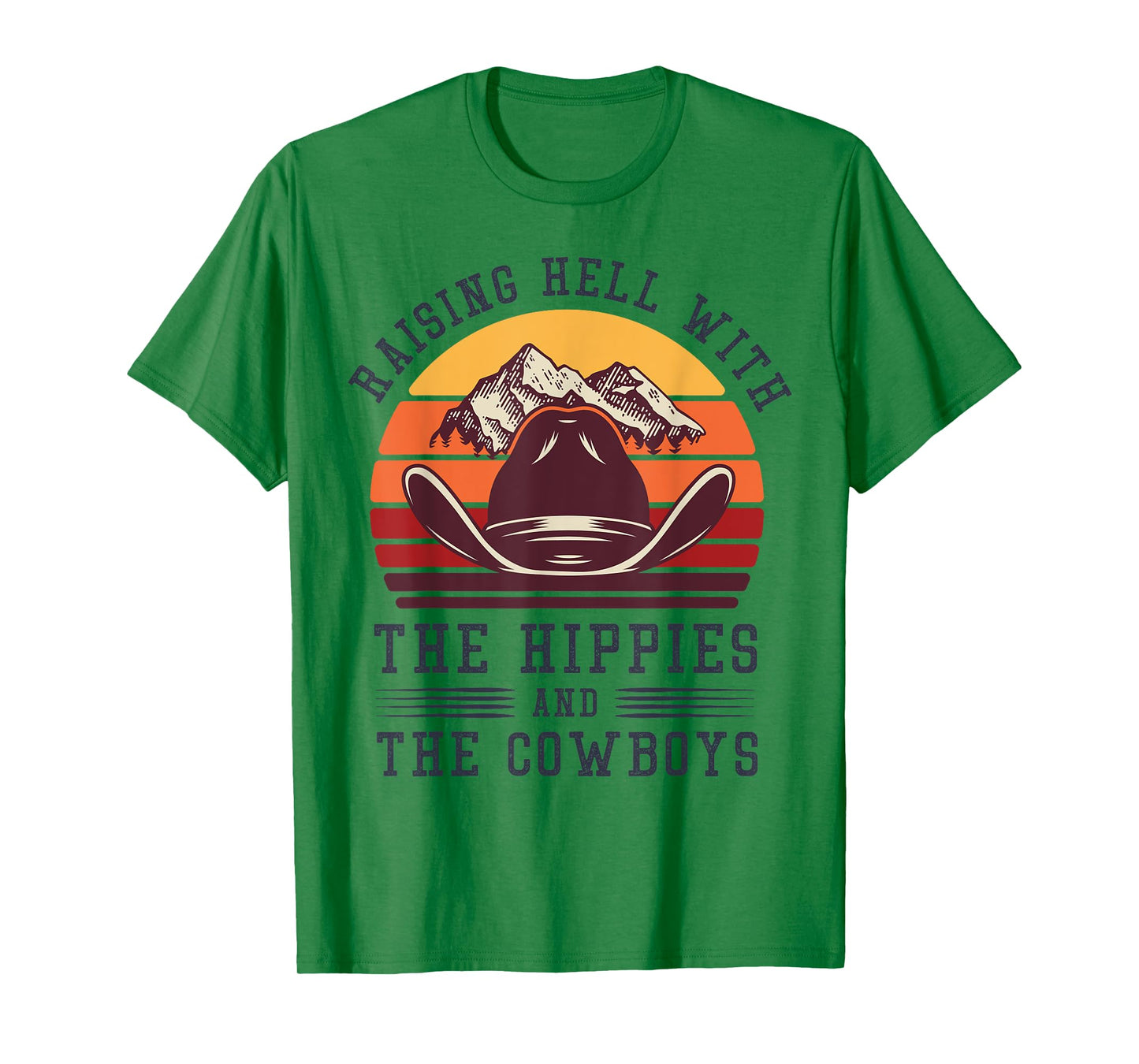 Hippies And Cowboys Cowgirls Retro 70s Western Country Rodeo T-Shirt