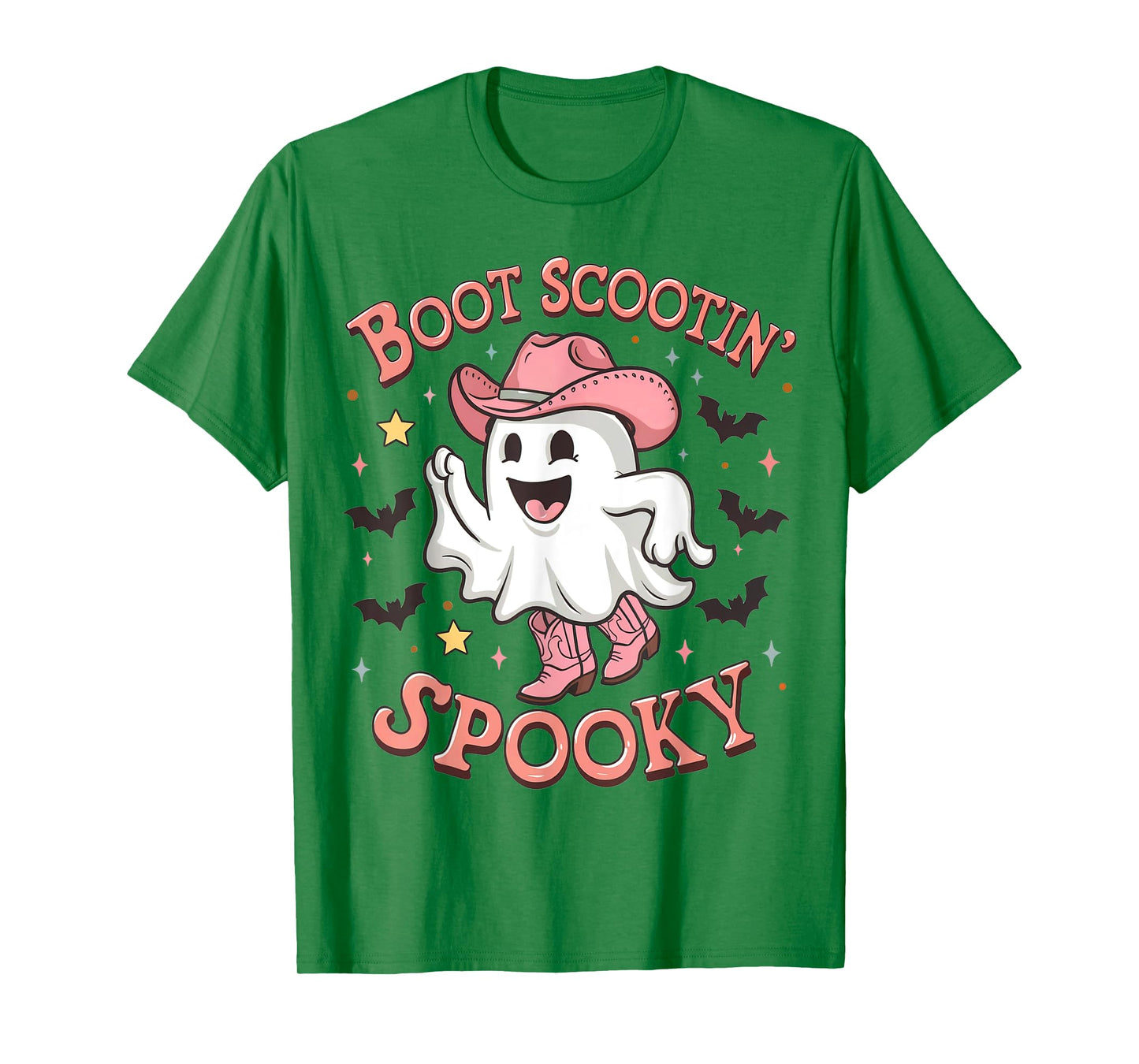 Boot Scootin' Spooky Funny Ghost Pink Cowboy Halloween T-Shirt