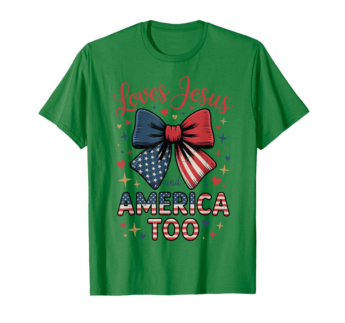 Toddler She Loves Jesus And America Too 4th July Bow Girl T-Shirt