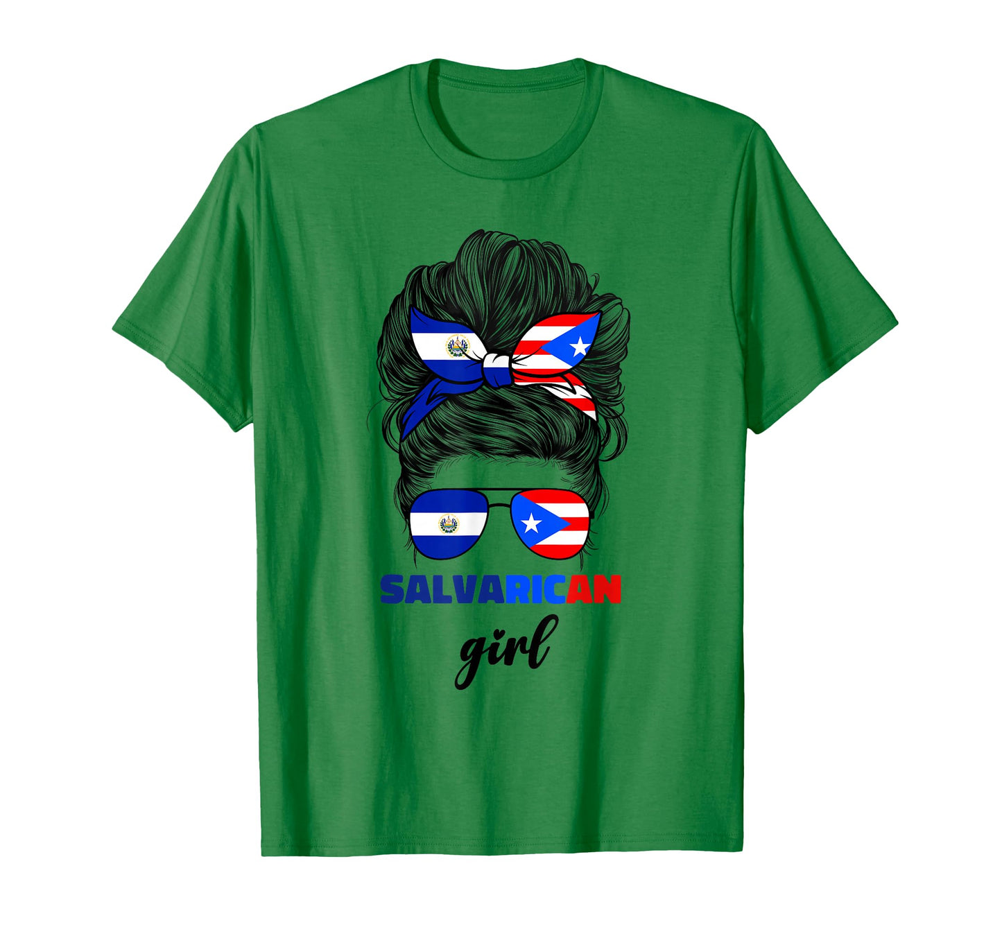 Half Salvadorian And Puerto Rican Rico El Salvador Flag Girl T-Shirt