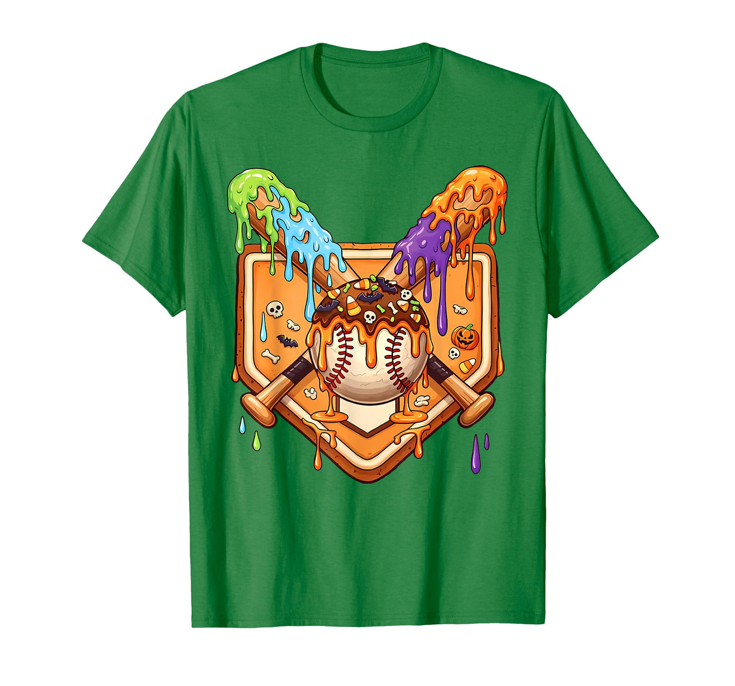 Baseball Home Plate Halloween Ice Cream Drip Men Boys Kids T-Shirt