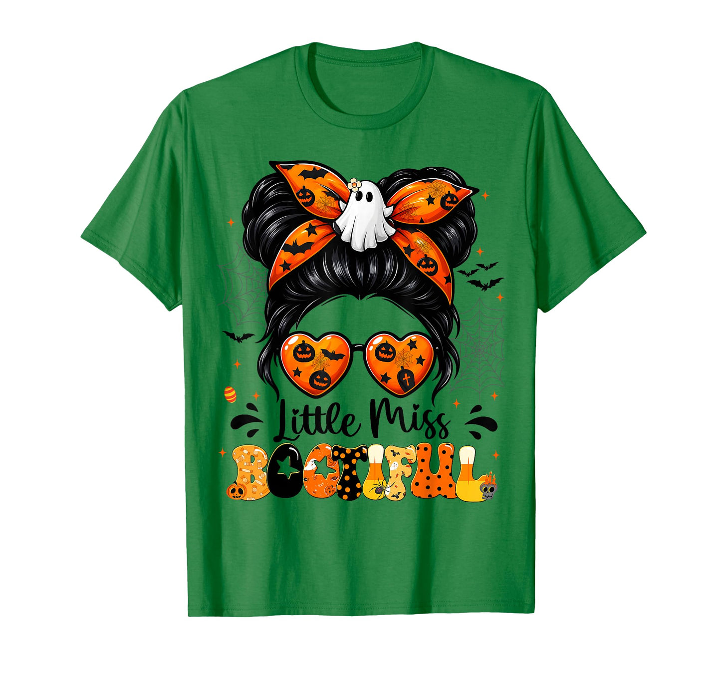 Little Miss Bootiful Messy Bun Halloween Costumes Girl Kid T-Shirt