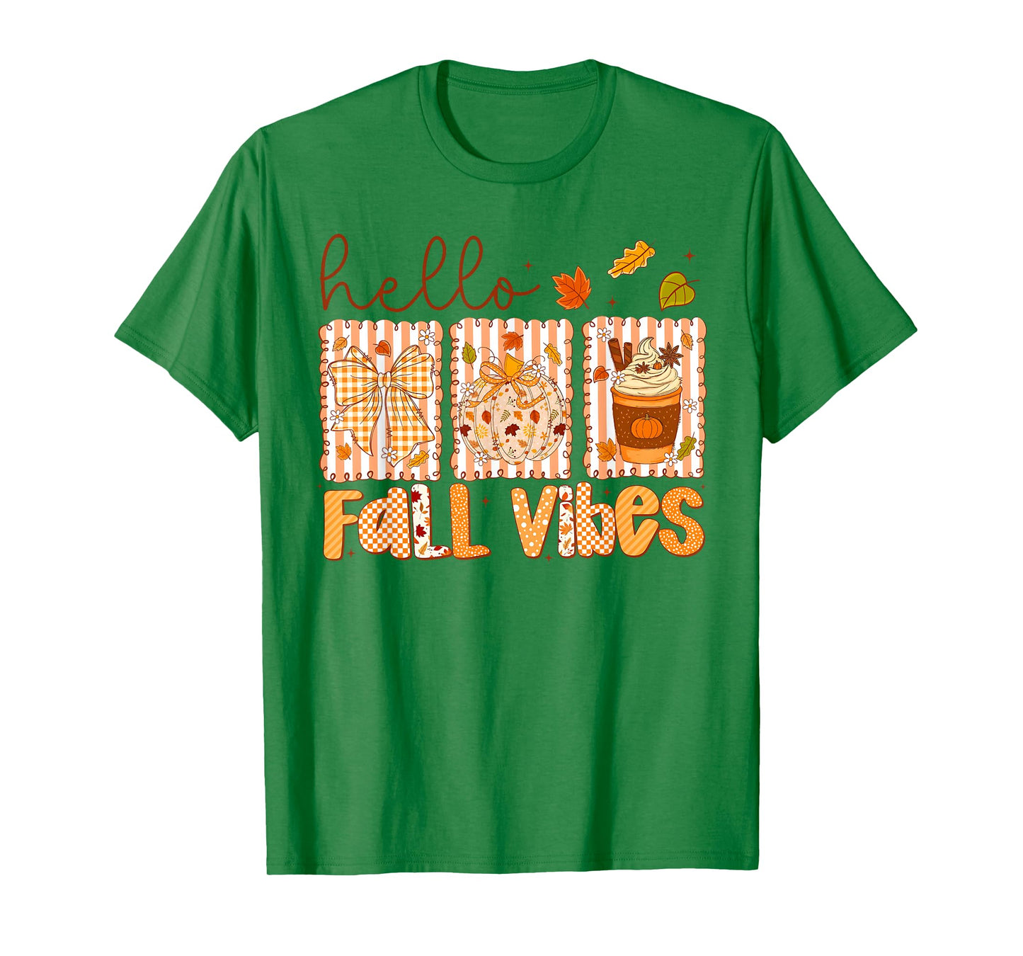 Hello Fall Vibes Coquette Bow Pumpkin Spice Thanksgiving T-Shirt