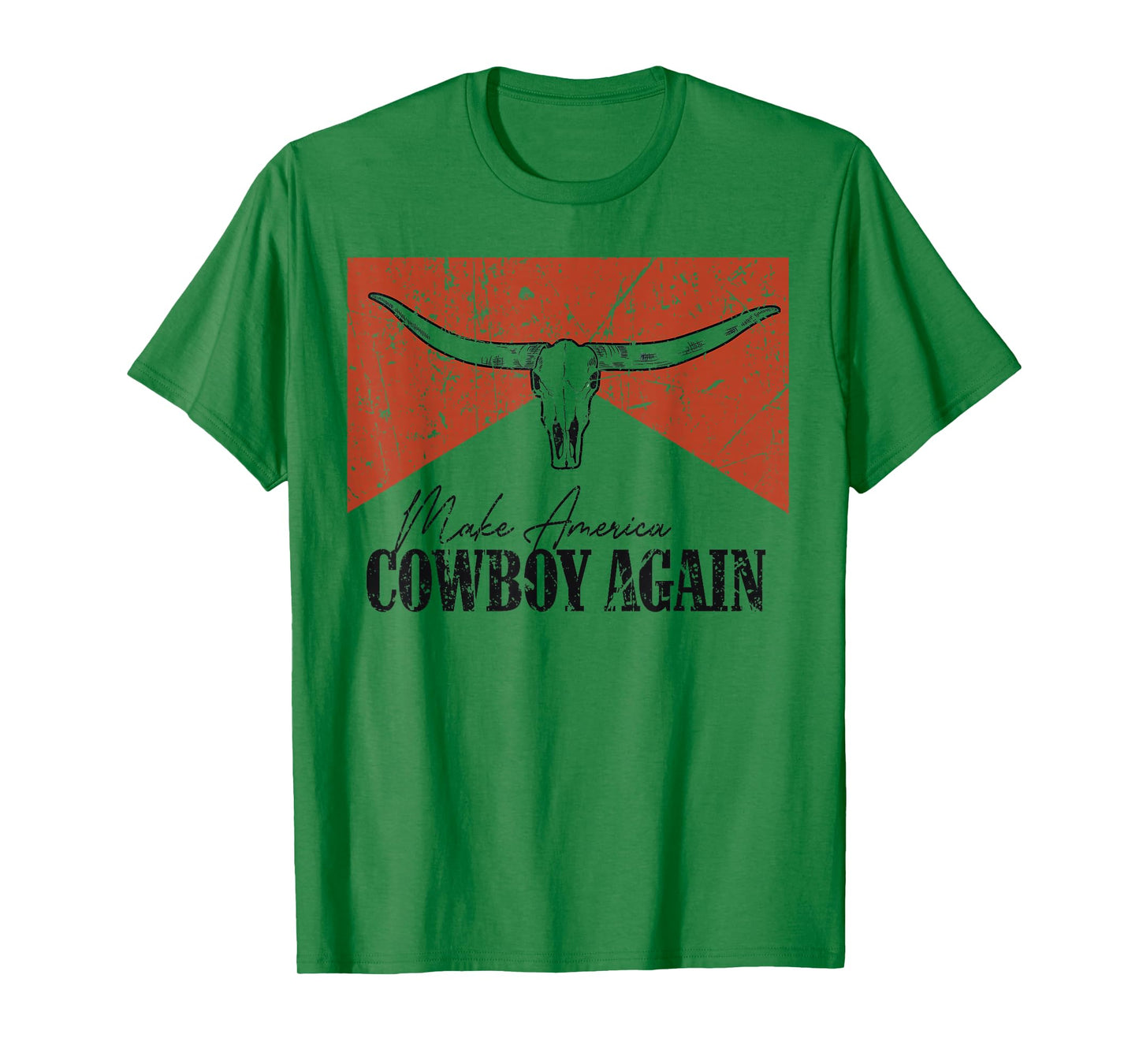 Vintage Bull Skull Makes America A Cowboy Again Country T-Shirt