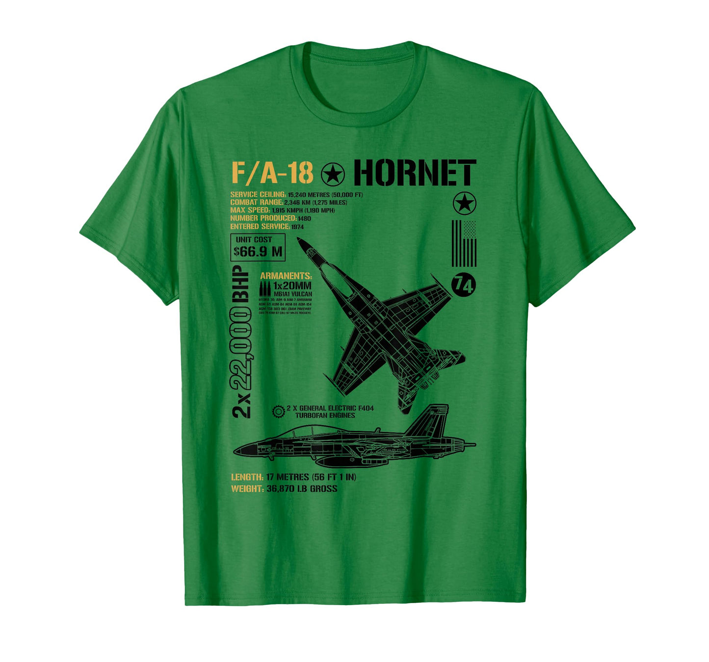 FA-18 Hornet Anatomy F-18 Fighter Jet Military Airplanes T-Shirt