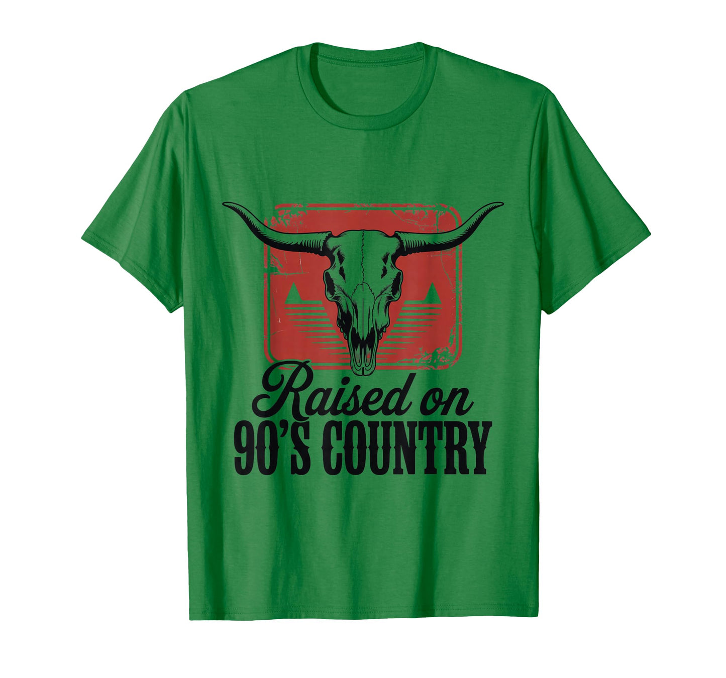 Vintage Western Bull Skull Raised On 90's Country Music T-Shirt