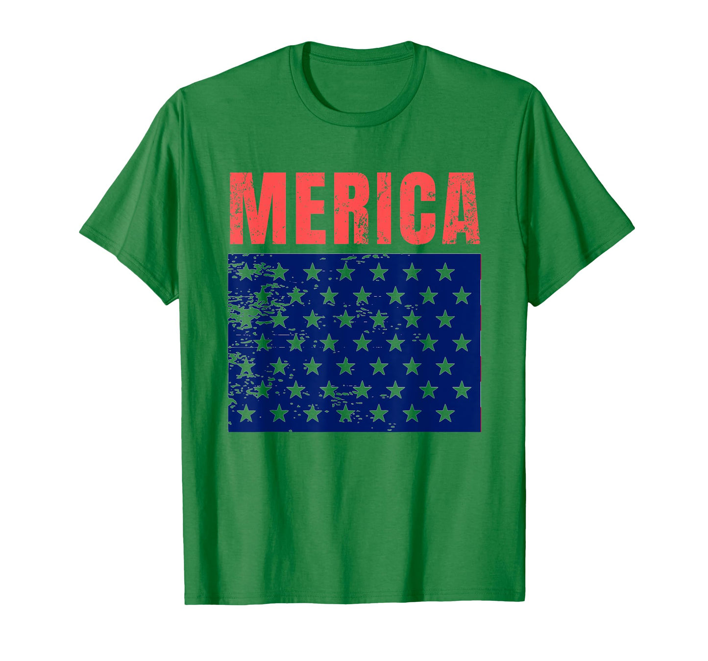 Merica Red Blue Distressed Stars Flag Patriotic American Women Men T-Shirt