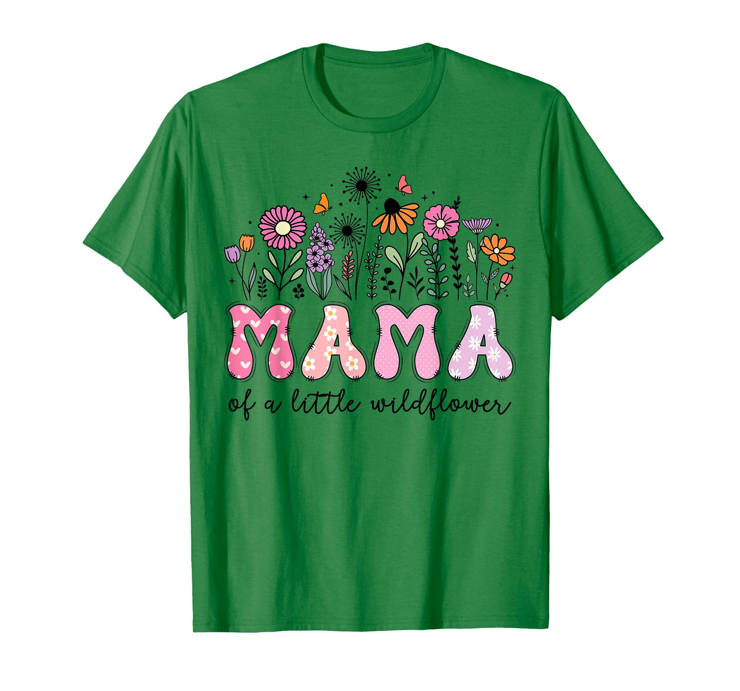 Mama Of The Little Wildflower Pink Floral Birthday Girl T-Shirt