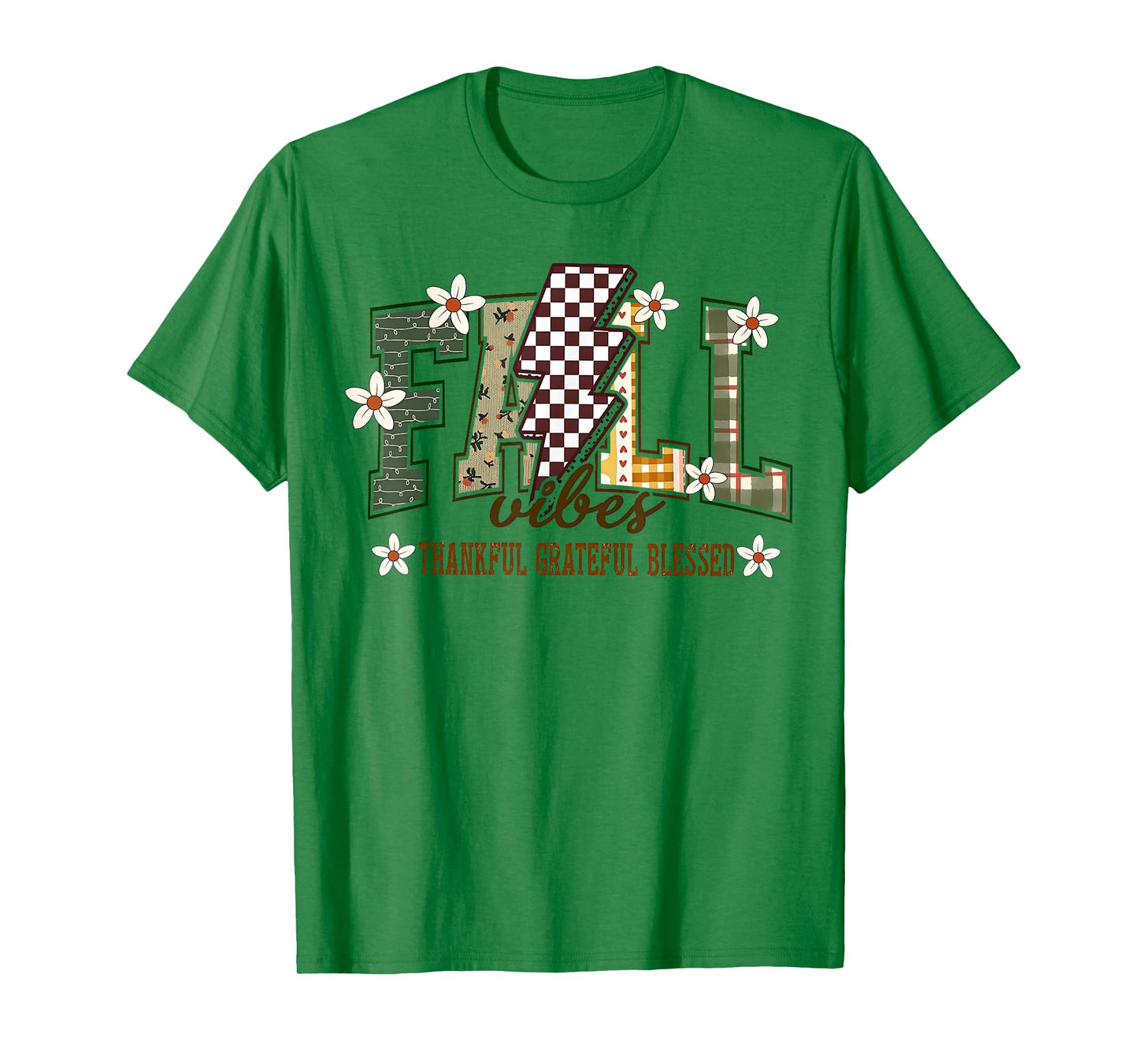 Thankful Grateful Blessed Autumn Vibes Leaves Thanksgiving T-Shirt