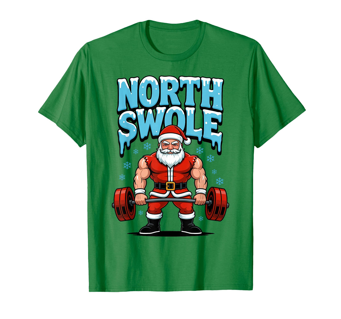 North Swole Santa Funny Christmas Gym Workout Lifting Humor T-Shirt