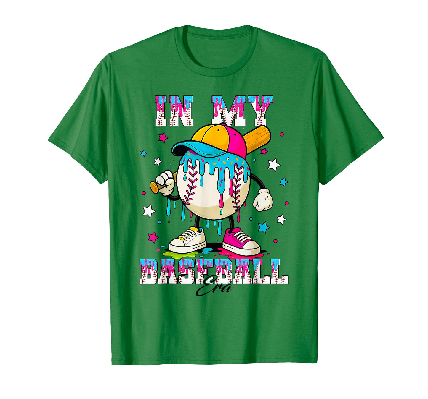 in My Baseball Era Stuff Baseball Ice Cream Drip T-Shirt