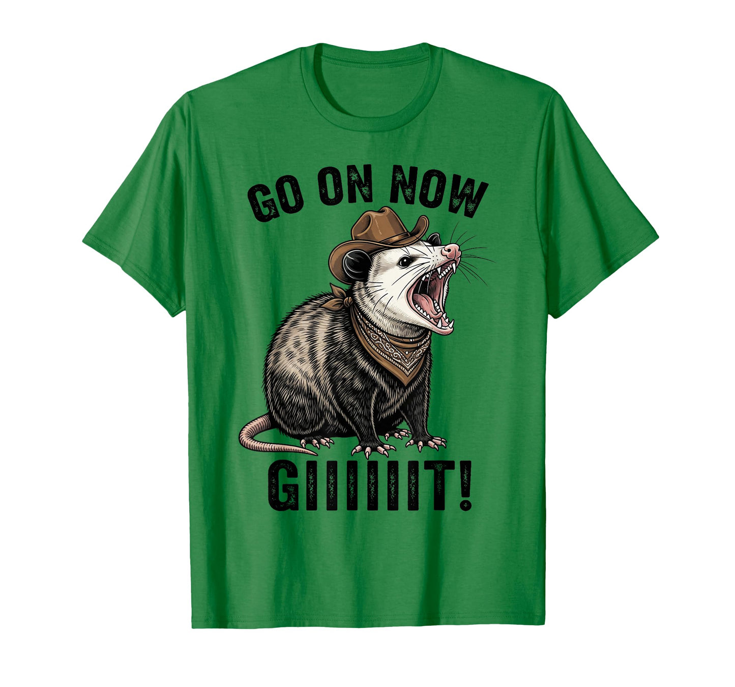 Vintage Cowboy Opossum Go On Now Giiiit Funny Western Tee T-Shirt