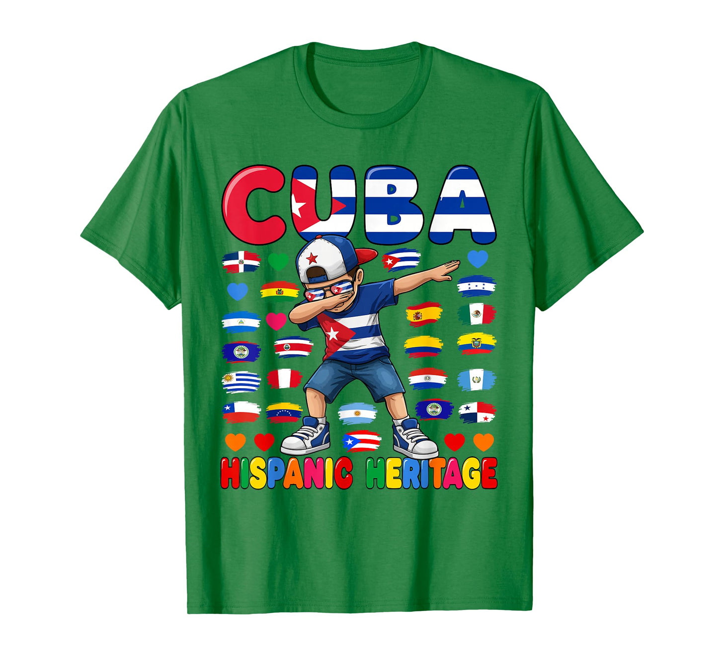 Hispanic Heritage Month Dabbing Boy Cuba Flag Cuban T-Shirt