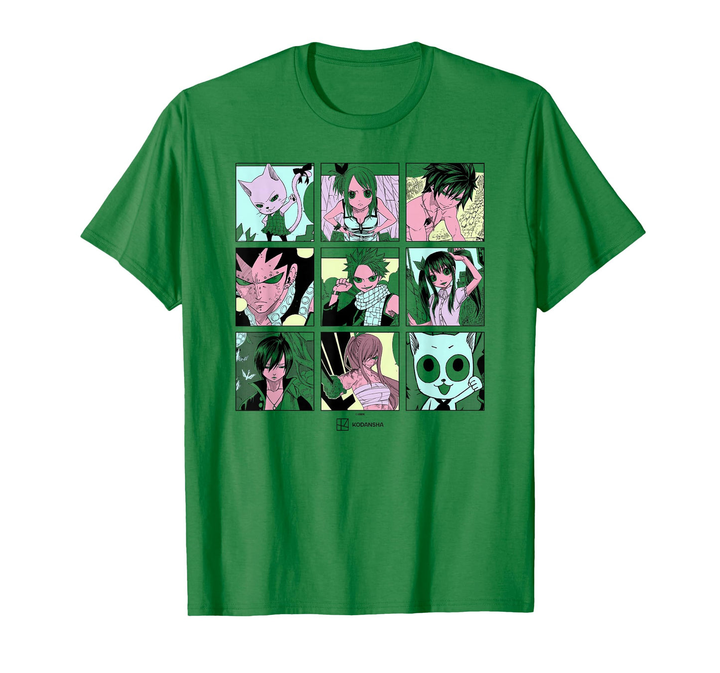 Fairy Tail Main Characters Box Up Retro Manga Panels T-Shirt