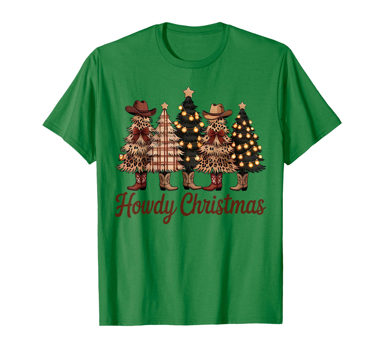 Howdy Christmas Trees Western Cowboy Boot Country T-Shirt