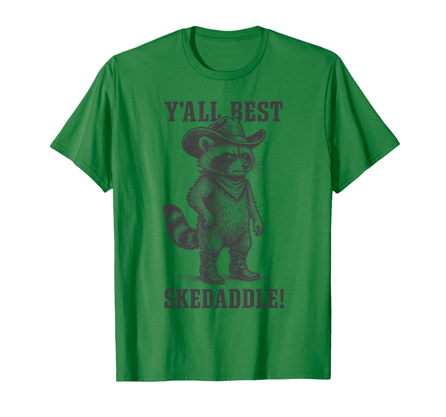 Cowboy Raccoon Y’All Best Skedaddle Funny Western Retro Fun T-Shirt
