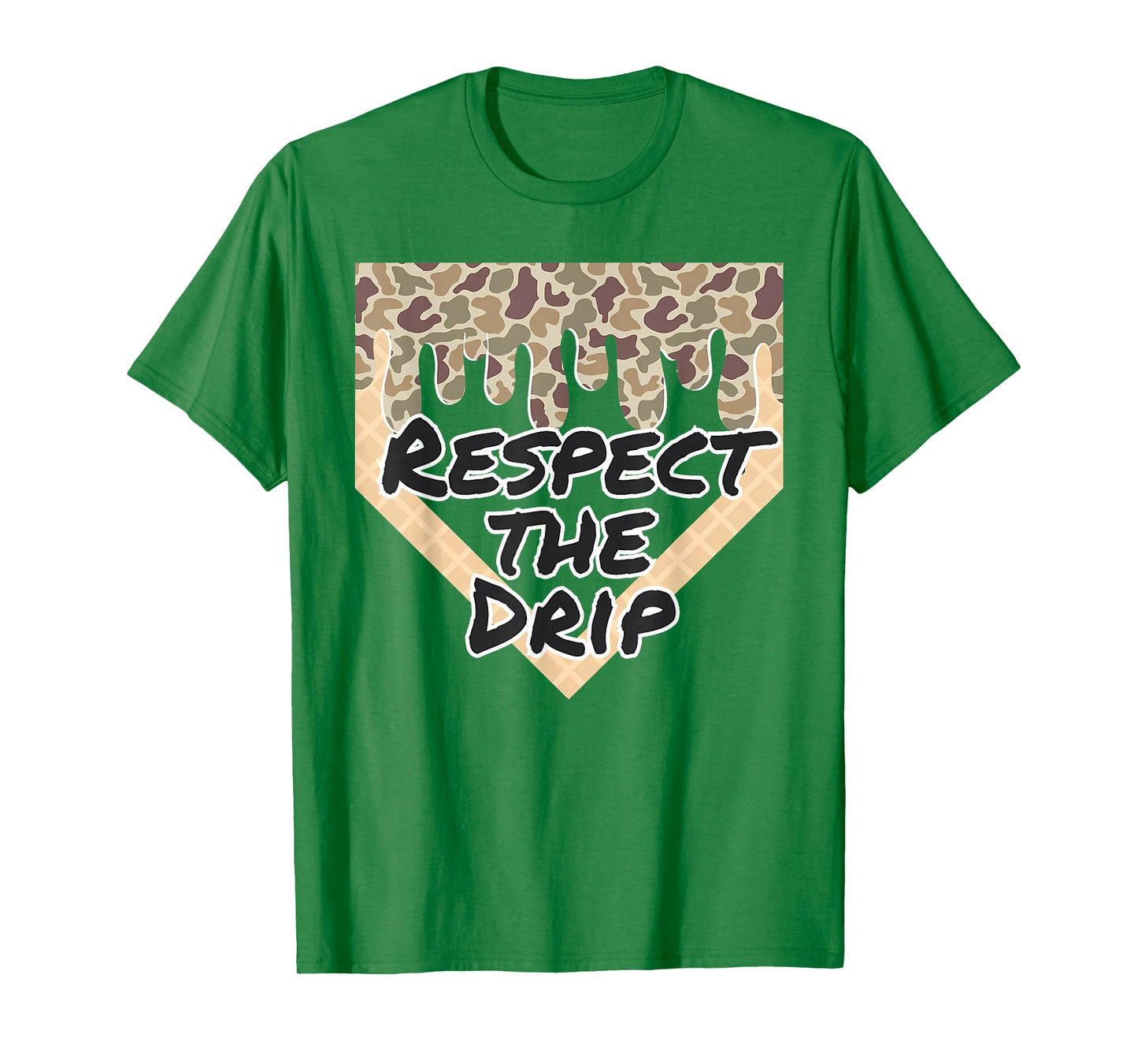 Respect The Drip Baseball Camo Home Plate Ice Cream Drip T-Shirt