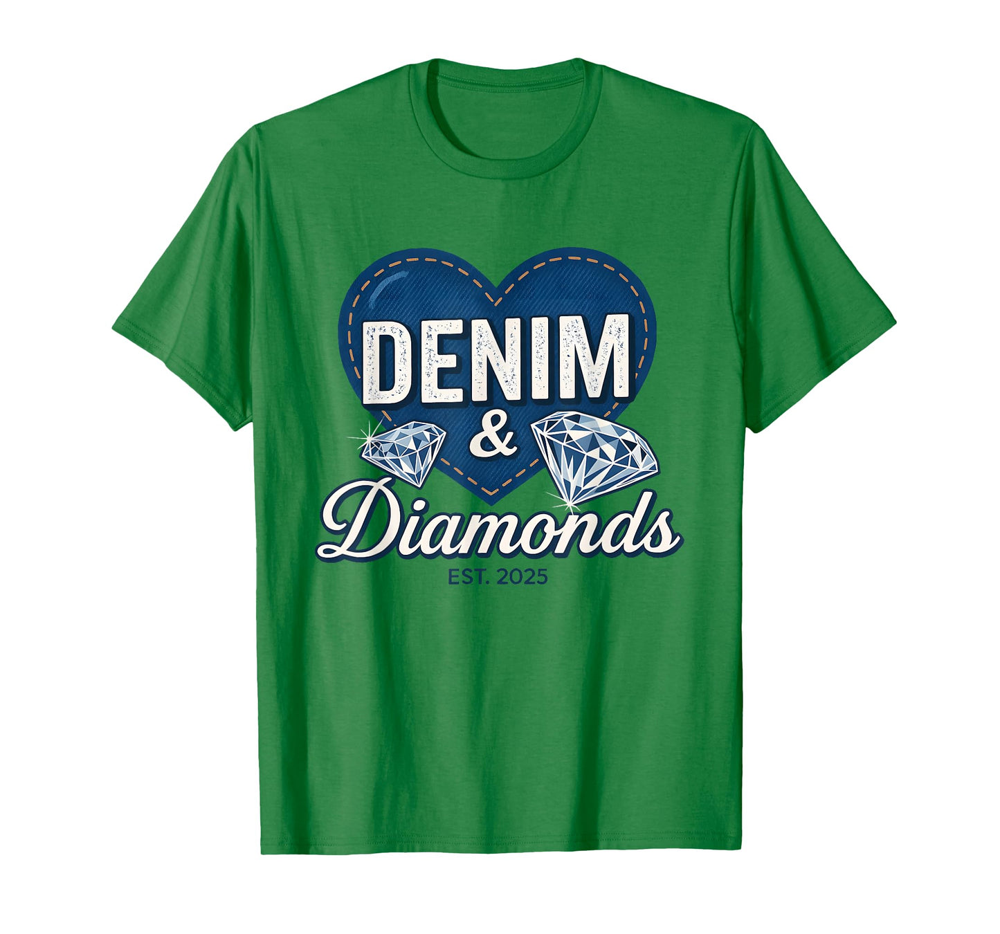 Denim and Diamonds Tee Blue Denim Jeans Outfit for Ladies T-Shirt