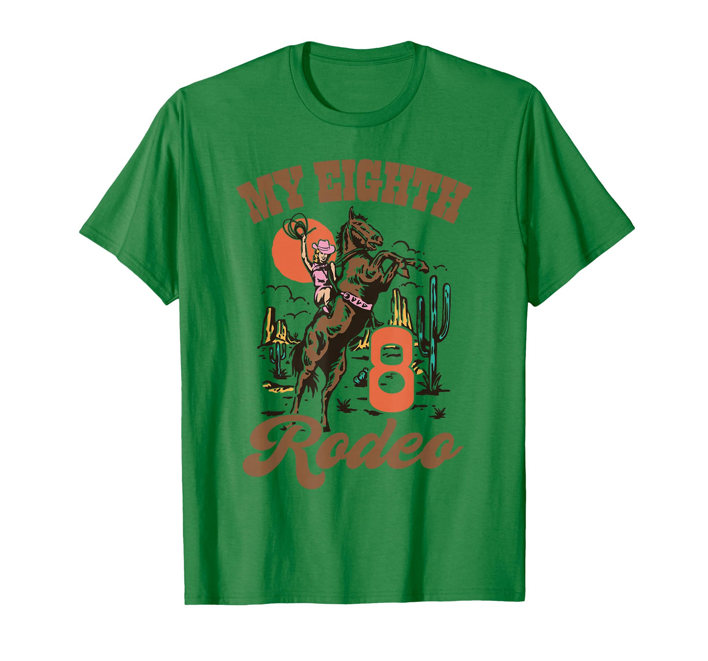 My Eight Rodeo Retro Western 8th Birthday Country Cowgirl T-Shirt