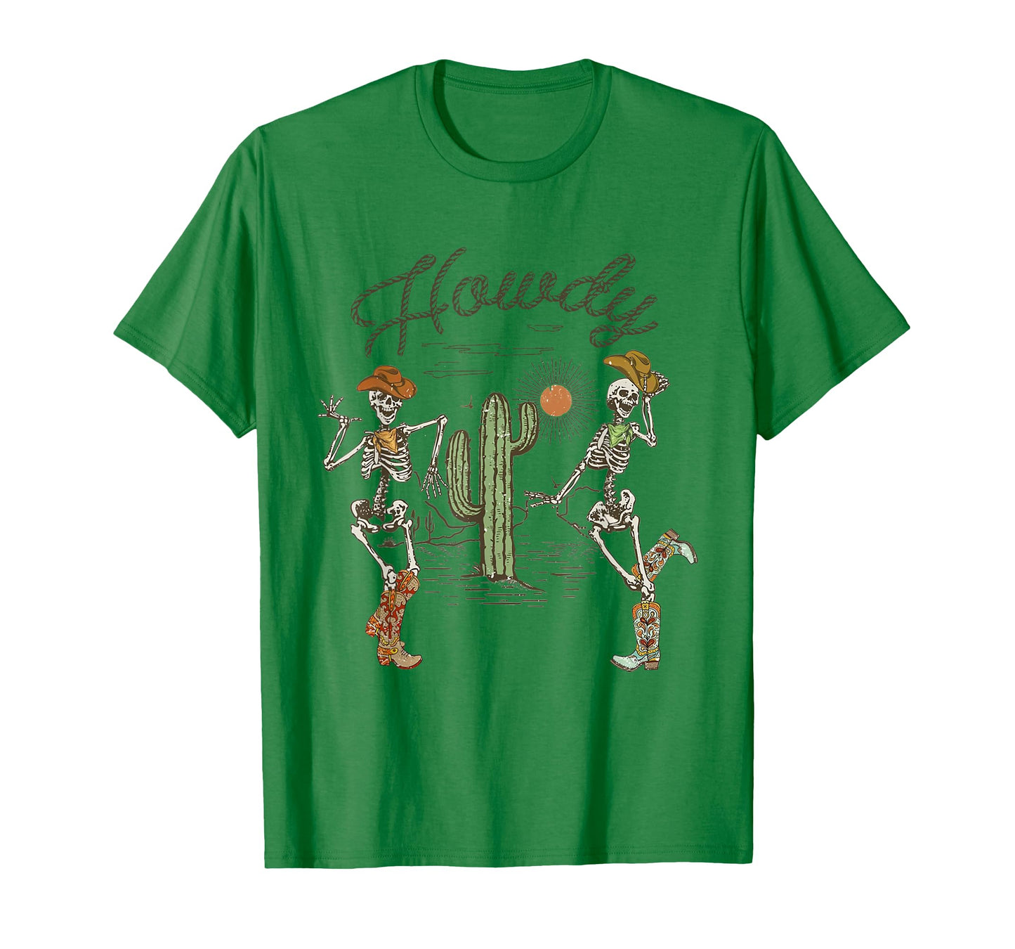Skeleton Dancing Howdy Skeleton Cowboy Boots Hat T-Shirt